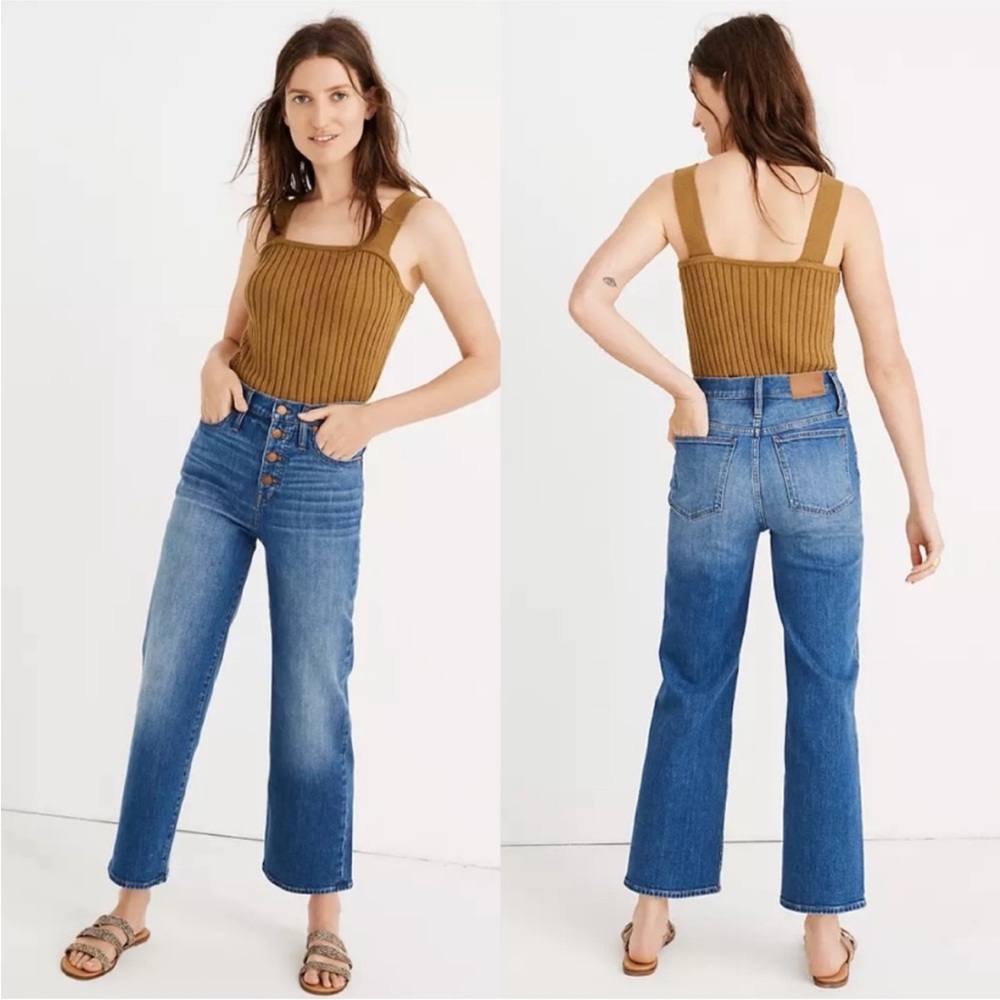 Madewell Slim Wide-Leg Jeans in Olympia Wash: Button-Front Edition